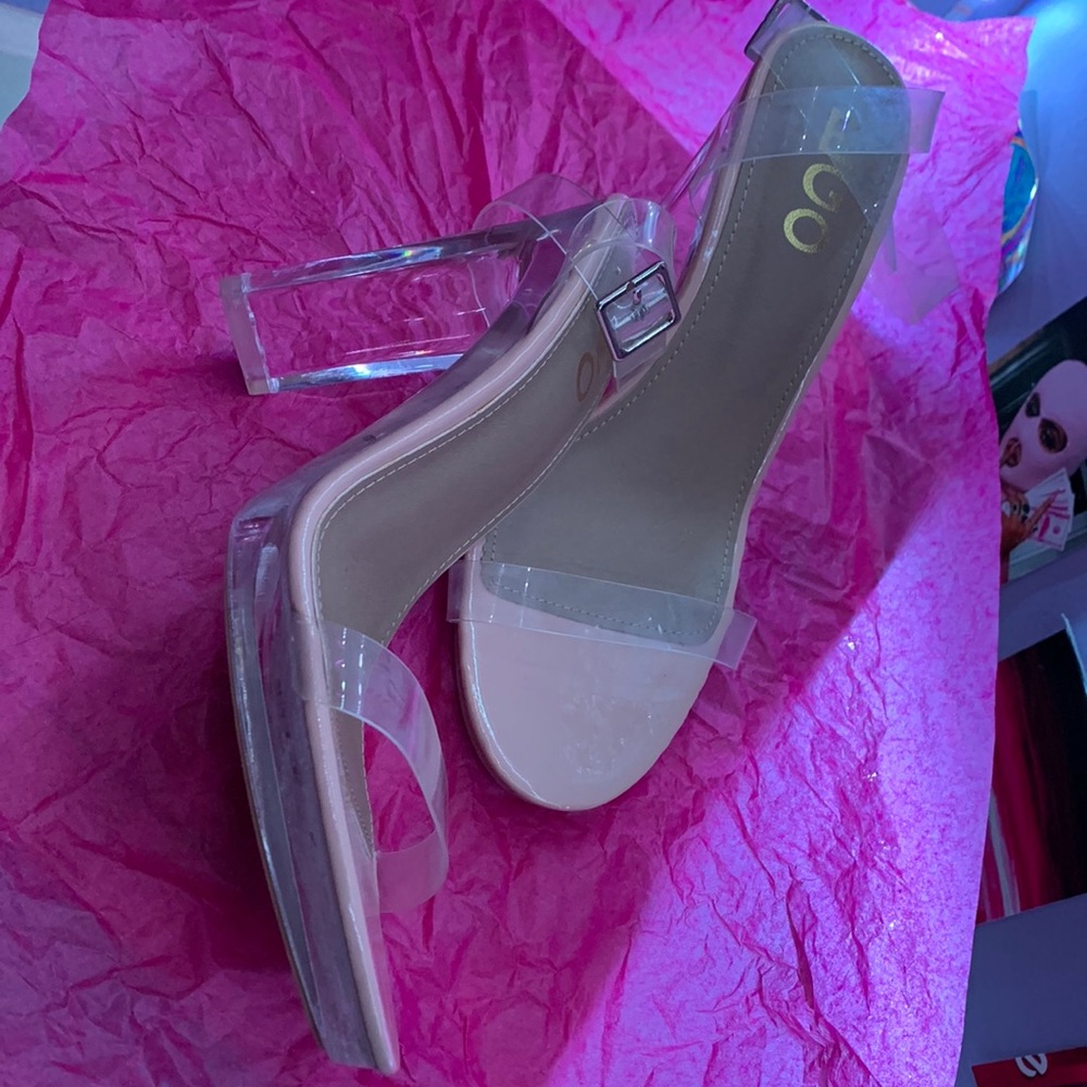 Nude heels/ clear strap
